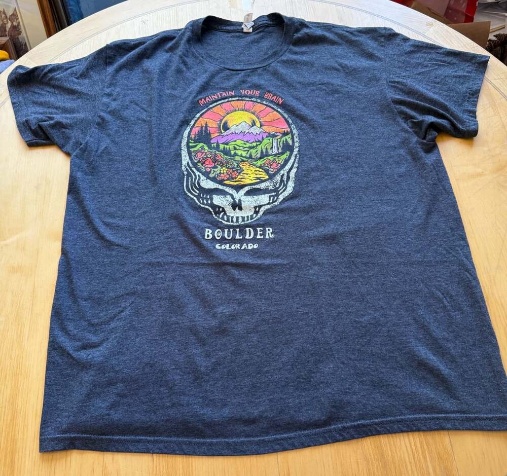 Maintain Your Brain Boulder Colorado Grateful Dead Stealie Skull Graphic T-Shirt